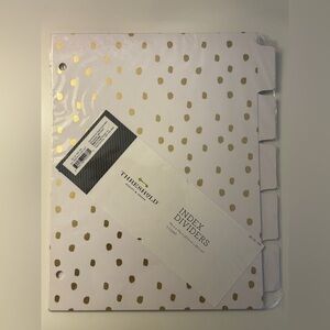 NWT Threshold White Gold Polka Dot Index Dividers Folders - 5 Count